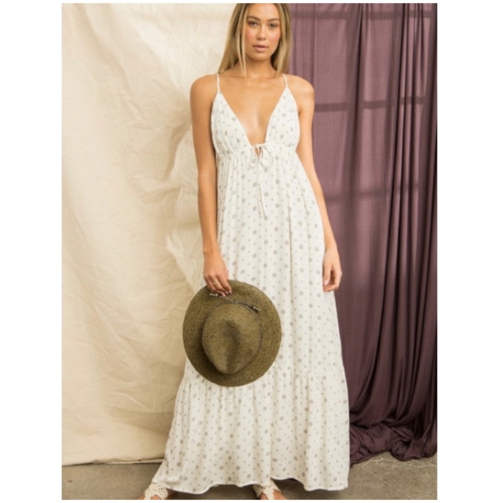 1 LEFT! Mini Floral Ivory Maxi Dress - Picture 3 of 3